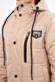 Women's Oversize Zippered Snap Fastener Hooded Puffer Jacket with Flato Pockets on the Sides - 7