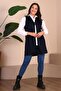 Women's Large Size Hijab Clothing Long Summer Vest Navy Blue - 4
