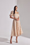 SARAH Sparkly Balloon Sleeve Ruffled Midi Length Engagement Dress - 7