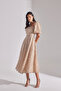 SARAH Sparkly Balloon Sleeve Ruffled Midi Length Engagement Dress - 8