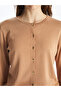 Crew Neck Plain Long Sleeve Women's Knitwear Cardigan - 4