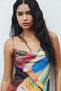 Êtincelle Coloré Patterned Drape Collar Strap Short Satin Nightgown - 3