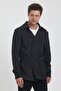 Men's Black Double Breasted Collar Belt Detailed Slim Fit Trench Coat - 7