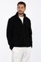 Half Zipper Stand Collar Fleece Sweatshirt - Black