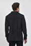 Men's Black Double Breasted Collar Belt Detailed Slim Fit Trench Coat - 8