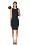 Women's Black Sleeveless Crew Neck Lined Silk Jersey Mini Dress