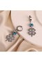 Steel Women's Earrings, (Middle Size) Evil Eye Bead Clover, Silver Color, No:78 - 3