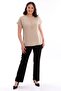Plus Size Low-sleeve Basic Beige Blouse - 2