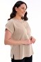 Plus Size Low-sleeve Basic Beige Blouse - 3