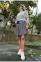 Tweed Skirt with Leather Detail on the Waist - 2
