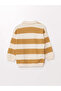 Ecru Striped Polo Collar Long Sleeve Sweatshirt for Baby Boy - 6