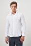 Men's White Long Sleeve Textured Hard Collar Slim Fit Shirt 1004245151 - 5