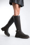 Brown Side Zippered Buckle Round Toe Women's Boots - 6