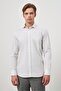 Men's White Long Sleeve Checkered Pattern Half Italian Pocket Comfort Fit Shirt 1004245193 - 7
