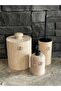 Travertine Natural Stone - 3-Piece Bath Set, Matte Black Detailed - 3