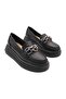 Genuine Leather Black Women's Shoes Eva Sole Loafer - 2