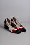 Select 6083 genuine leather heel women's shoe (heel height: 6 cm) white-red-navy blue