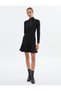 Knitwear Dress Mini High Collar Half Zipper Long Sleeve - 3