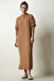 Oversize Knitwear Dress Ribbed Biscuit Ldd0053 - 2