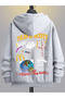 Travis Scott Thick Cardigan - Gray Printed Winter Oversize Hooded Cardigan with Zipper Pockets
