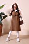 Women's Large Size Zippered Clothing with Cik Hijab Trenc Tan - 6
