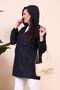 Women's Zippered Large Size Elastic Sleeve Trenc Dark Blue - 6