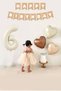 Retro Cream 6 Year Old Balloon Happy Birthday Balloon Set with Kraft Banner and 3 Retro Heart Balloons