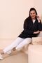 Women's Zippered Large Size Elastic Sleeve Trenc Dark Blue - 8