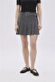Gray Belt Detailed Pleated Mini Skirt - 4