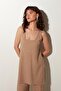 Beige Knitted Patterned Knitwear Tunic Trousers Set - 2