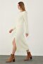 Ecru Ripped Detailed Midi Knit Skirt - 2