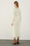 Ecru Ripped Detailed Midi Knit Skirt - 4