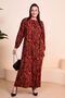 Women's Large Size Patterned Viscose Dress Mother Orange - 5