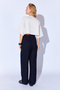Black Muslin Washed 100% Cotton Palozzo Cut Comfortable Elastic Waist Women's Trousers |   Ek1000669884 - 6