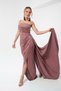 Women's Salmon One Shoulder Satin Evening Dress & Graduation Dress - 4