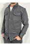 Winter Stamp Fabric Dark Gray Lumberjack Shirt Cotton