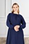 Viscose Plus Size Dress Large Size Women's Clothing Navy Blue - 5
