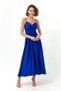 Women's Sax Thread Strap Waist Belt Satin Midi Evening Dress & Graduation Dress - 2
