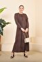 Women's Maxi Large Size Long Women's Dress Crispy Pattern Brown - 6