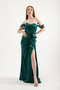Women's Emerald Green Slim Fit Sweetheart Neck Ruffled Long Satin Evening Dress