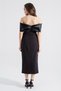 Women's Black Boat Neck Bowknot Promise Engagement Wedding Evening Dress - 5