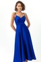 Women's Sax Thread Strap Waist Belt Satin Midi Evening Dress & Graduation Dress - 3
