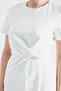 Women's White Pearl Detailed Slit Midi Dress - 4