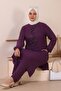 Hijab Ayrobin Double Suit Large Size Tunic Trousers Women's Plum - 8