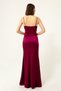 Women's Plum Strap Slit Long Satin Evening Dress & Graduation Dress - 5
