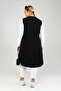 Women's Large Size Oversize Hijab Long Sleeveless Zippered Vest Black - 7