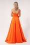 Women's Orange String Strap Waist Belted Satin Long Evening Dress & Graduation Dress - 5