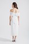 Women's White Boat Neck Bowknot Promise Engagement Wedding Evening Dress - 5