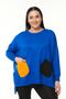 Women's Plus Size Colorful Pocketed Extra Comfortable Fit Blue Sweatshirt