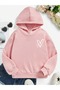 3 Thread Hooded Little Heart Printed Girl Oversize Sweatshirt